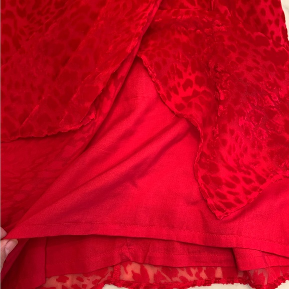 The Kooples red velvet burnout leopard print mini dress with long sleeves size 2 - Picture 9 of 14